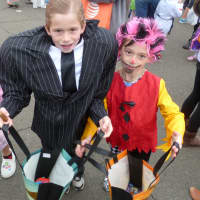 <p>Sam Rosen, 10, dressed as Scarface, and brother Owen, 7, dressed as a scary clown, were excited to be at the Wilton Trunk Or Treat.</p>
