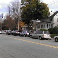 <p>A line of motorists waiting for gas at the Welcher Avenue Mobile station in Peekskill. </p>