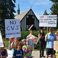 <p>Demonstrators at a recent protest against a proposed expansion of the Katonah CVS.</p>