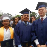 <p>Reba Iype, Jonathan Sanchez, and Aistis Brilinkevicius are excited to be graduates of the class of 2015. </p>