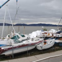 <p>A pile of boats greeted members of the Croton Yacht Club Tuesday morning. </p>
