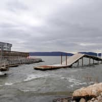 <p>Docks at Croton Yacht Club point to the sky, dislocated by Hurricane Sandy&#x27;s high tide. </p>