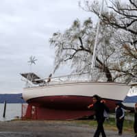 <p>The Pot Luck remains beached in Croton Landing Park.</p>