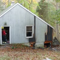 <p>A detached garage at a home on Little Brook Road in Rowayton caught fire Friday, requiring Rowayton Volunteer Firefighters to respond.</p>