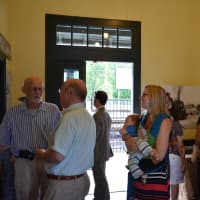 <p>Attendees at the Bedford Hills railroad historical exhibit.</p>