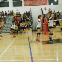 <p>Sleepy Hollow prepares itself during its Section 1 Class B Volleyball Championship quarterfinal match against Eastchester. Eastchester won in five games Monday.</p>