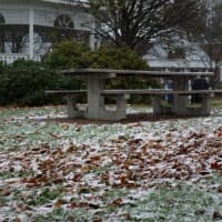 <p>Snow already started accumulating on Fairfield&#x27;s Sherman Green by noon Wednesday. </p>