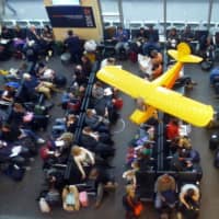 <p>Many people must deal with canceled  flights at Westchester County Airport due to the nor&#x27;easter.</p>