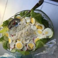 <p>The small bowl of Ann Lloyds potato salad, nicely presented</p>