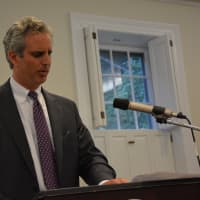 <p>Neil Alexander, an attorney for CVS, addresses the Bedford Town Board.</p>