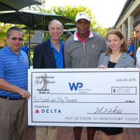 <p>L to R: Delta Air Lines Sales Director Athar Khan; Chairman of the WPH Board of Directors Larry Smith; Former NFL star Ahmad Rashad; WPH President and C.E.O. Susan Fox, and Event Chair Jonathan Spitalny.</p>