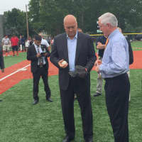 <p>Finch brought his baseball glove to the event for Ripken to check out.</p>