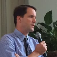 <p>U.S. Rep. Jim Himes speaks recently to the Westport Rotary. </p>
