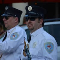 <p>Chappaqua firefighters march in the Mount Kisco parade.</p>