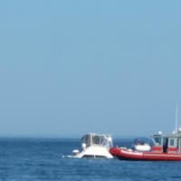 <p>The sunken boat is a 33-foot Egg Harbor powerboat.</p>