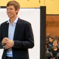 <p>Eric Butorac spoke to the young players at a seminar during Sunday&#x27;s event.</p>
