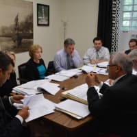 <p>Mount Kisco Village Board members at a Monday work session.</p>