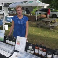 <p>Kate Roller with her Wildtree products at the Wilton Farmers Market.</p>