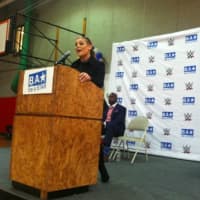 <p>WWE Diva Natalya delivers an anti-bullying message at the Stamford Boys &amp; Girls Club on Friday.</p>