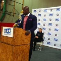 <p>WWE Superstar Titus O&#x27;Neil speaks at the Stamford Boys &amp; Girls Club.</p>