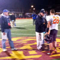 <p>Tuckahoe senior running back Nick Reisman receives his offensive MVP award at the state semifinal game Friday.</p>