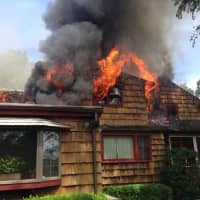 <p>The fire heavily damaged the home. </p>