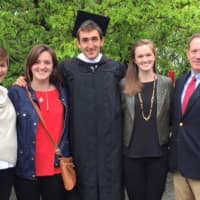 <p>The Sullivan Family at commencement ceremonies on campus in May. From left are Mary, Maggie, Sam, Teresa and Jay.</p>