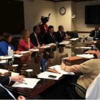<p>Federal Monitor Jim Johnson (far end of table) meets with Westchester County legislators.</p>