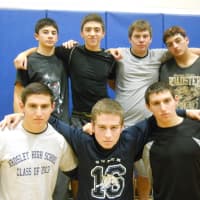 <p>Ardsley&#x27;s seven seniors are front row, from left, Jeremy Kogan, Stephen Samolsky and Russel Kogan; and standing, from left, Jonah Gerstel, Drew Longo, Daniel Cohen and Justin Rabadi. These seniors are the core of the varsity wrestling team.</p>