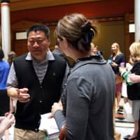 <p>State Sen. Tony Hwang visted with some of the Girl Scouts.</p>