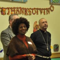 <p>Rev. Sherri Phillips of the Peekskill United Methodist Church gave  blessing before the meal.</p>