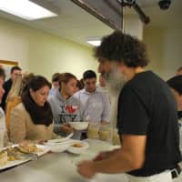 <p>Volunteers lined up to serve food to guests at Thursday&#x27;s Thankksgiving meal at Peekskill&#x27;s United Methodist Church.</p>
