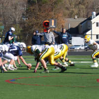 <p>The Wilton Warriors line up across from the Trinity Catholic Crusaders on Thursday in a 42-32 loss.</p>