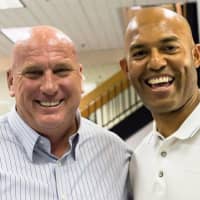<p>Mariano Rivera with Ken Hicks, general manager of Acura of Westchester.</p>