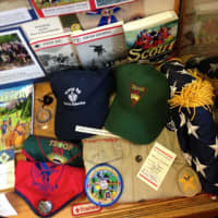 <p>Scouting materials from the Darien Boy Scouts are on display at Town Hall.</p>