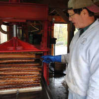 <p>Geoffrey Thompson at his cider mill, Thompson&#x27;s Cider Mill, in Croton.</p>
