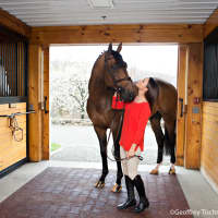 <p>Georgina Bloomberg with one of her horses.</p>