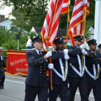 <p>Bedford Hills march in the Bedford Village parade.</p>