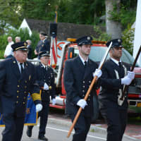 <p>Mount Kisco Firefighters march in the Bedford Village parade.</p>