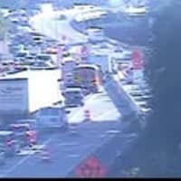 <p>A look at conditions Friday morning on I-95 at Post Road in New Rochelle.</p>