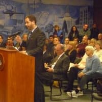 <p>Mario F. Coppola, an attorney representing an organization called Cos Cob Families Fighting For Residential Rights, addresses the Greenwich Planning and Zoning Commission on Tuesday.</p>