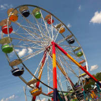 <p>The Ferris Wheel at the Gathering of the Vibes in Bridgeport on Saturday.</p>