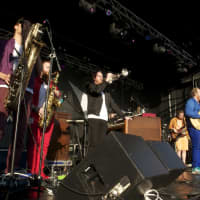 <p>The Brooklyn group Turkuoz rocks the Green Vibes Stage.</p>