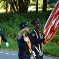 <p>Goldens Bridge firefighters march in the  South Salem parade.</p>
