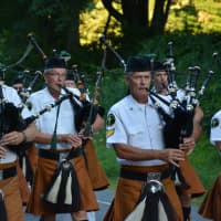 <p>Bagpipers march in the South Salem parade.</p>