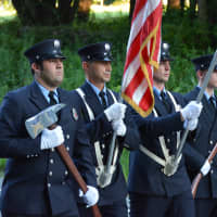 <p>King Street (Danbury) firefighters march in the South Salem parade.</p>