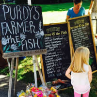<p>Checking out the Purdy&#x27;s Farmer and the Fish stand.</p>
