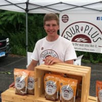 <p>Andrew Langalis, of Kelly&#x27;s Four Plus Granola, of New Canaan, at the Old Greenwich Farmers Market.</p>