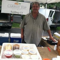 <p>Bill Anastas, owner of Carrot Top Kitchens, at the Old Greenwich Farmers Market.</p>