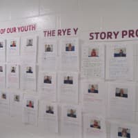 <p>Stories from the Rye Y&#x27;s After School members fill a wall.</p>